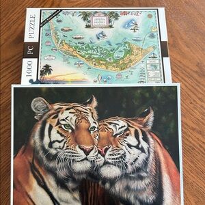 Two 1000 Piece Captiva Island Puzzle and Tiger Art Print brand new